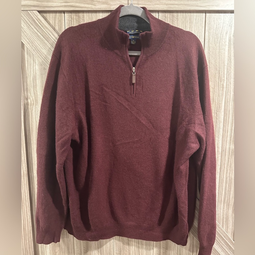 Club room estate cashmere quarter zip xl